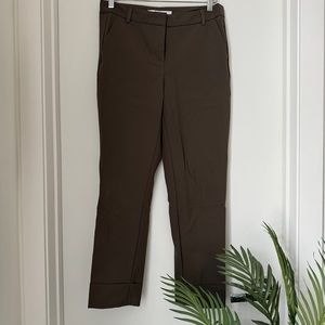 Alfred Sung Brown Stretchy Cuffed Dress Pants